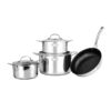 Bộ nồi chảo inox cao cấp 3 lớp đáy liền Trimax 4 chiếc
