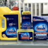Combo: Bột rửa bát Finish 2.5kg + Muối Finish 1.2kg + Nước làm bóng Finish 750ml + Dung dịch vệ sinh máy rửa bát Finish