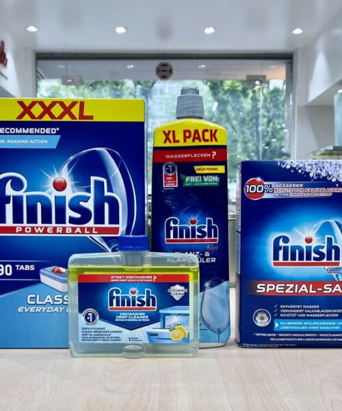 Combo Finish: Viên rửa Classic 90 viên+Muối 1.2kg+Nước làm bóng 750ml + Dung dịch vệ sinh Finish
