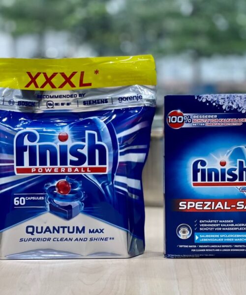 Combo: Viên rửa bát Finish Quantum Max 60 viên + Muối Finish 1.2kg