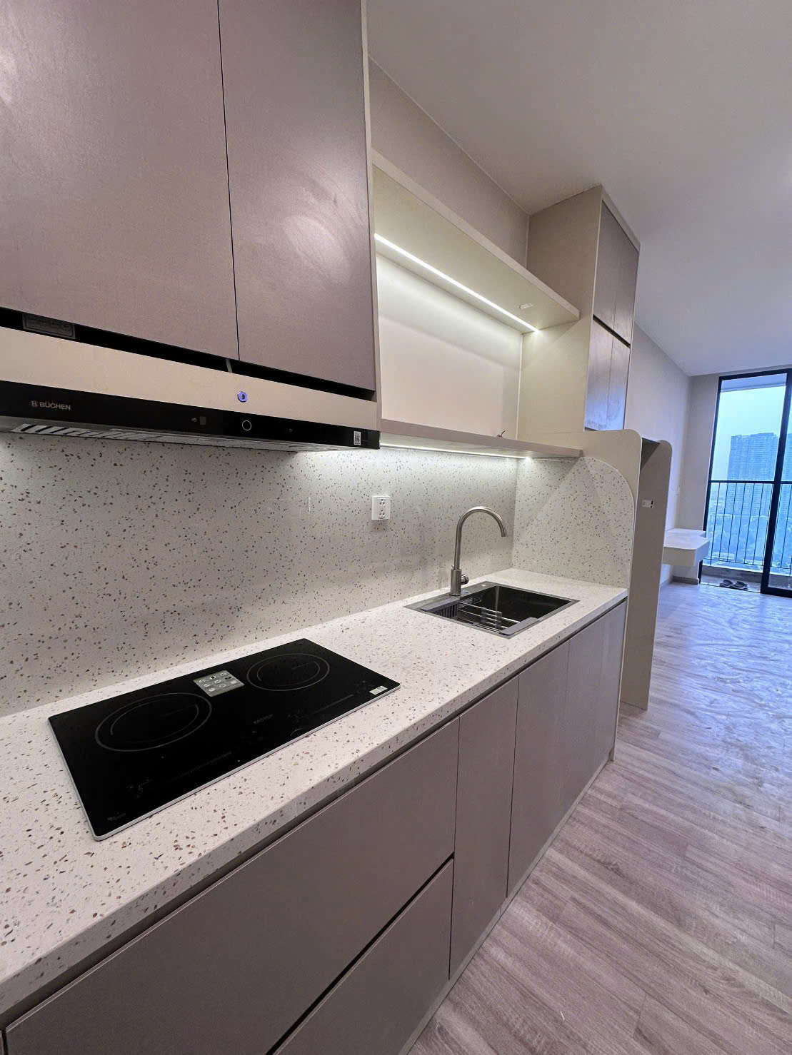 Khu vực tủ bếp căn hộ studio Ecopark