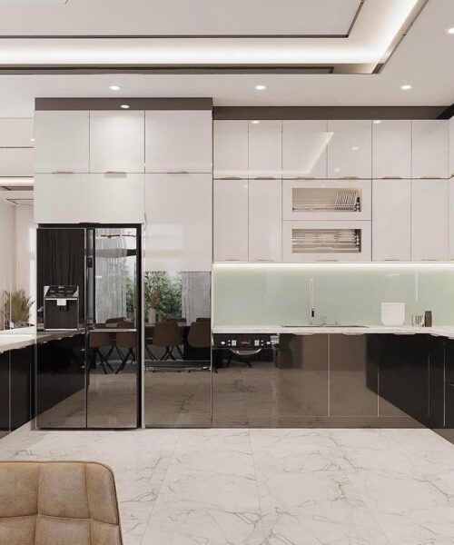 Tủ bếp inox cánh kính
