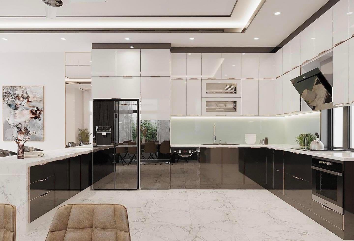 Tủ bếp inox cánh kính